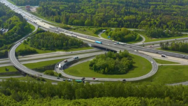 Flygfoto Över Autobahn Korsning Bredvid Staden Stuttgart Vahingen Tyskland — Stockvideo