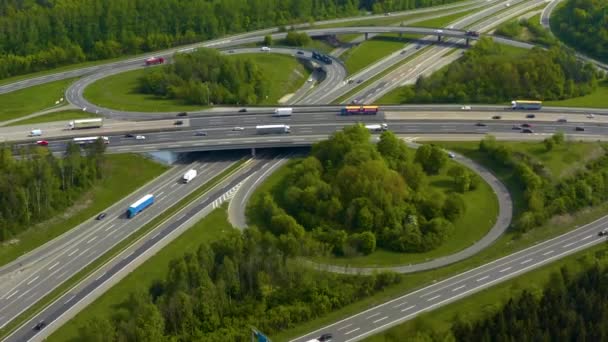 Vista Aérea Del Cruce Autopista Lado Ciudad Stuttgart Vahingen Alemania — Vídeo de stock