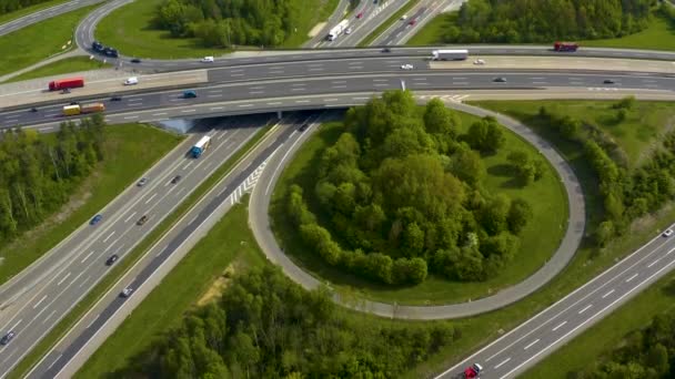 Vista Aérea Del Cruce Autopista Lado Ciudad Stuttgart Vahingen Alemania — Vídeo de stock