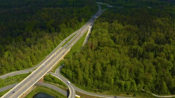 Scatto Aereo Interscambio Autostradale Cerchio Cerchio Autobahn Schattenring Stoccarda Germania — Video Stock