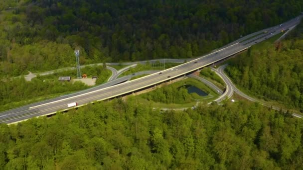 Zdjęcie Lotnicze Obwodnicy Skrzyżowania Autostrad Autobahn Circle Schattenring Stuttgart Niemcy — Wideo stockowe
