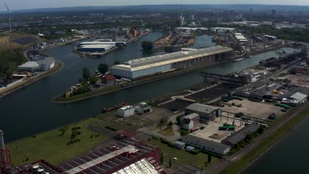 Flygfoto Över Hamnen Karlsruhe — Stockvideo