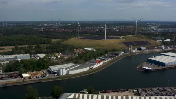 Aerial View Harbor Karlsruhe — Stock Video