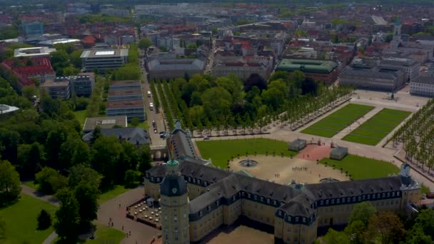Vista Aérea Del Parque Ciudad Karlsruhe Palacio — Vídeos de Stock