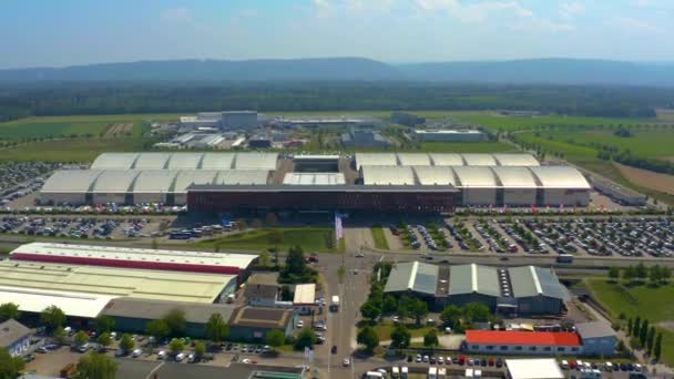 Aerial View Congress Center Karlsruhe Germany Sunny Day — Stock Video