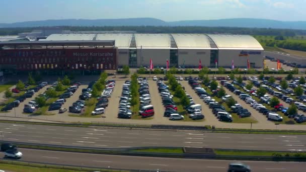 Aerial View Congress Center Karlsruhe Germany Sunny Day — Stock Video