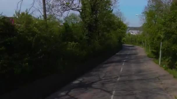 Volando Por Las Calles Stuttgart Cima Autobús Dos Pisos Día — Vídeo de stock