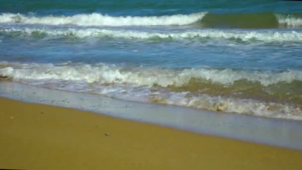 Weitwinkelblick Auf Strand Mit Kleinen Wellen Spanien — Stockvideo