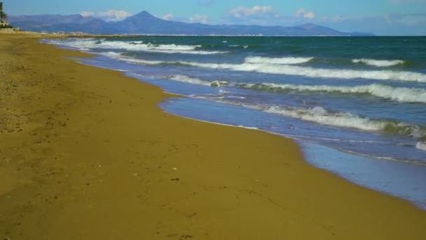 Ampla Vista Anjo Praia Com Pequenas Ondas Espanha — Vídeo de Stock