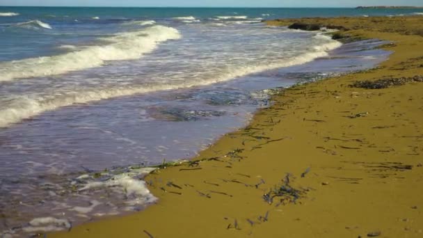 Ampla Vista Anjo Praia Com Pequenas Ondas Espanha — Vídeo de Stock