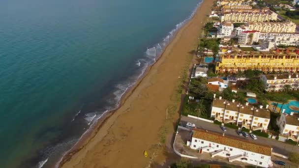 Flygfoto Över Norra Stranden Nära Denia Spanien Sen Våreftermiddag — Stockvideo