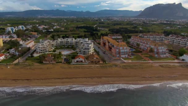 Vista Aérea Praia Norte Perto Denia Espanha Uma Tarde Final — Vídeo de Stock