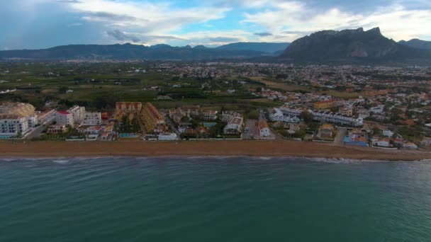 Vista Aérea Praia Norte Perto Denia Espanha Uma Tarde Final — Vídeo de Stock