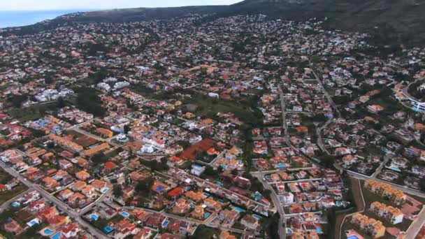 Flygfoto Över Staden Denia Spanien Solig Morgon Våren — Stockvideo