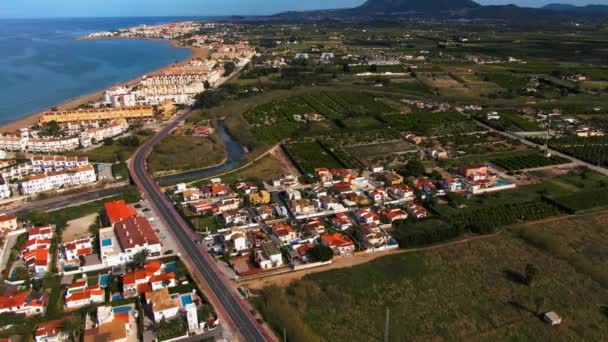 Letecký Pohled Severní Pláž Blízkosti Denia Španělsku Pozdním Jarním Odpoledni — Stock video