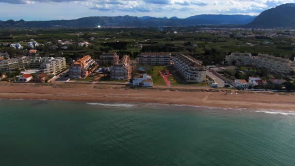 Veduta Aerea Della Spiaggia Nord Vicino Denia Spagna Tardo Pomeriggio — Video Stock