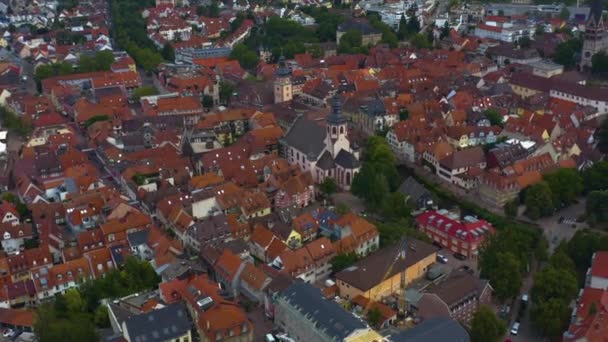 Flygfoto Över Den Gamla Staden Ettlingen Tyskland Solig Morgon Sommaren — Stockvideo