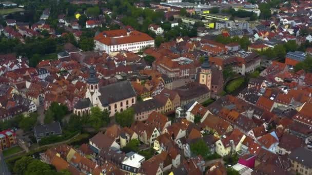 Aerial View Old Town Ettlingen Germany Sunny Morning Summer — Stock Video