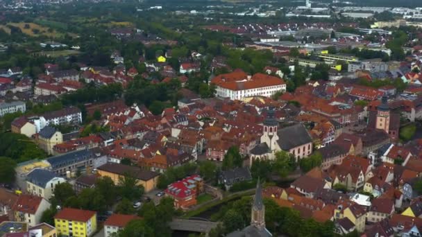 Vista Aérea Del Casco Antiguo Ettlingen Alemania Una Mañana Soleada — Vídeos de Stock