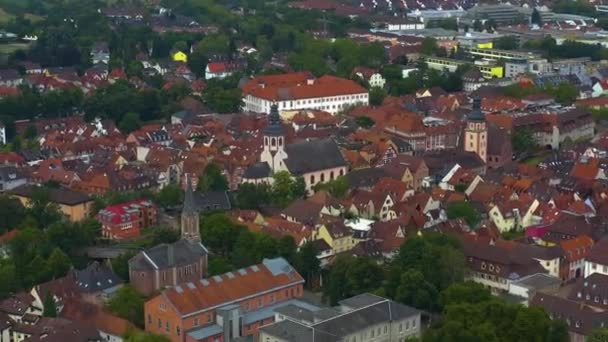 Flygfoto Över Den Gamla Staden Ettlingen Tyskland Solig Morgon Sommaren — Stockvideo