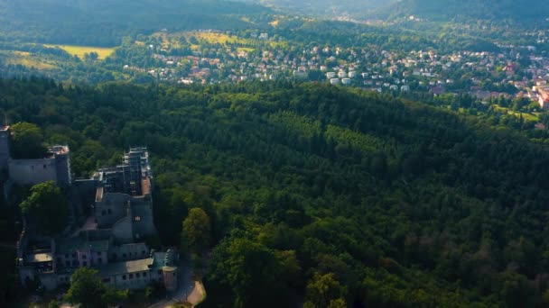 Vista Aérea Torno Cidade Castelo Baden Baden Hohenbaden — Vídeo de Stock