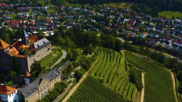 Flygfoto Över Slottet Schloss Eberstein Tyskland Solig Dag Sommaren — Stockvideo