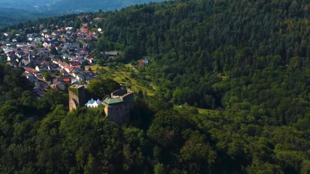 Letecký Pohled Hrad Burg Alt Eberstein Obec Eberstein — Stock video