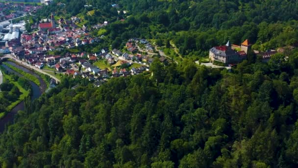 Vue Aérienne Château Château Schloss Eberstein Allemagne Par Une Journée — Video