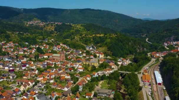 Aerial View City Forbach Germany Sunny Day Summer — Stock Video