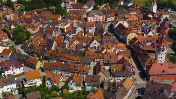 Widok Lotu Ptaka Stare Miasto Gengenbach Niemczech Słoneczny Dzień Lata — Wideo stockowe