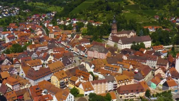 Vista Aérea Cidade Velha Gengenbach Alemanha Dia Ensolarado Verão — Vídeo de Stock