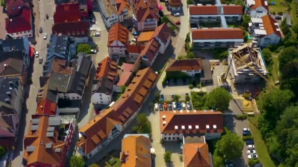 Vista Aérea Del Casco Antiguo Zell Harmersbach Alemania Día Soleado — Vídeos de Stock