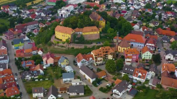 Vista Aérea Del Palacio Mahlberg Alemania Día Nublado Por Tarde — Vídeo de stock