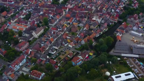 Vista Aérea Cidade Velha Kenzingen Alemanha Dia Nublado Tarde — Vídeo de Stock