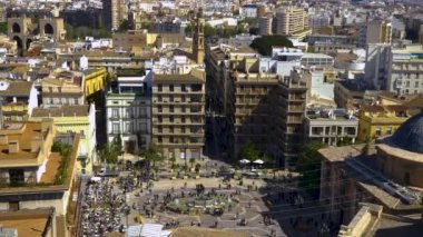 Valencia şehir merkezi, İspanya. Eski kasabanın panorama manzarası. zaman aşımı