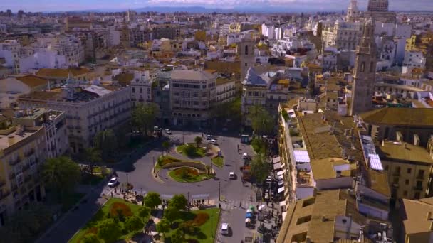 Downtown Valencia Spain Panorama View Old Town Time Lapse — Stock Video