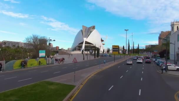 Volando Por Las Calles Valencia España Cima Autobús Abierto Dos — Vídeos de Stock