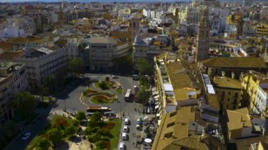 Valencia şehir merkezi, İspanya. Eski kasabanın panorama manzarası.
