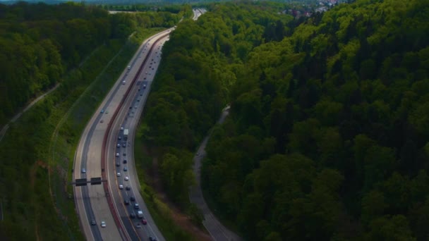 Widok Lotu Ptaka Skrzyżowanie Trójkąta Autobahn Obok Miasta Karlsruhe Niemczech — Wideo stockowe