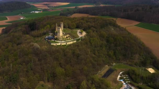 Widok Powietrza Zamek Zur Kugelsburg Volksmarsen Hesja Niemcy Wczesną Wiosną — Wideo stockowe