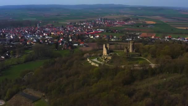 Aerial View Castle Zur Kugelsburg Volksmarsen Hessen Germany Early Spring — Stock Video