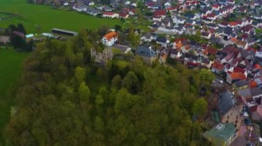 Aerial view of the castle and clty Staufenberg in Hessen, Germany 
