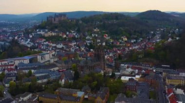 Marburg şehrinin Hessen, Almanya 'daki hava manzarası