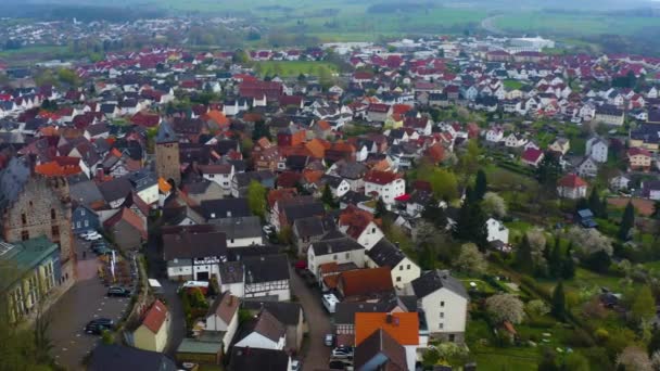 Widok Lotu Ptaka Zamek Miasto Staufenberg Hesji Niemcy Późnym Popołudniem — Wideo stockowe
