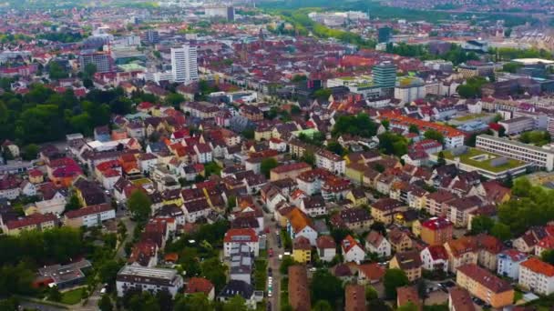 Letecký Pohled Město Heilbronn Německu Slunečného Jarního Dne — Stock video