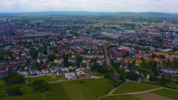 Aerial View Vineyards City Heilbronn Germany Sunny Day Spring — Stock Video