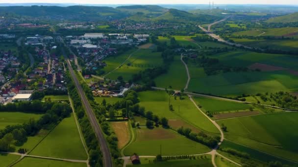 Αεροφωτογραφία Γύρω Από Την Πόλη Obersulm Στη Γερμανία — Αρχείο Βίντεο