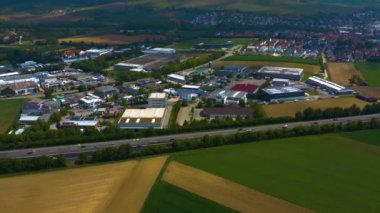 Heilbronn yakınlarında Happenbach 'ın hava manzarası, baharda Almanya
