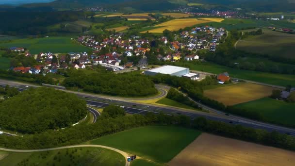 Luchtfoto Van Happenbach Bij Heilbronn Duitsland Het Voorjaar — Stockvideo