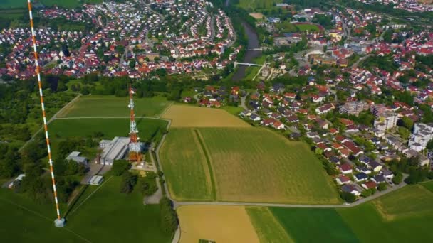 Вигляд Повітря Радіовежу Місто Мюлькер Німеччина Сонячний День Весною — стокове відео